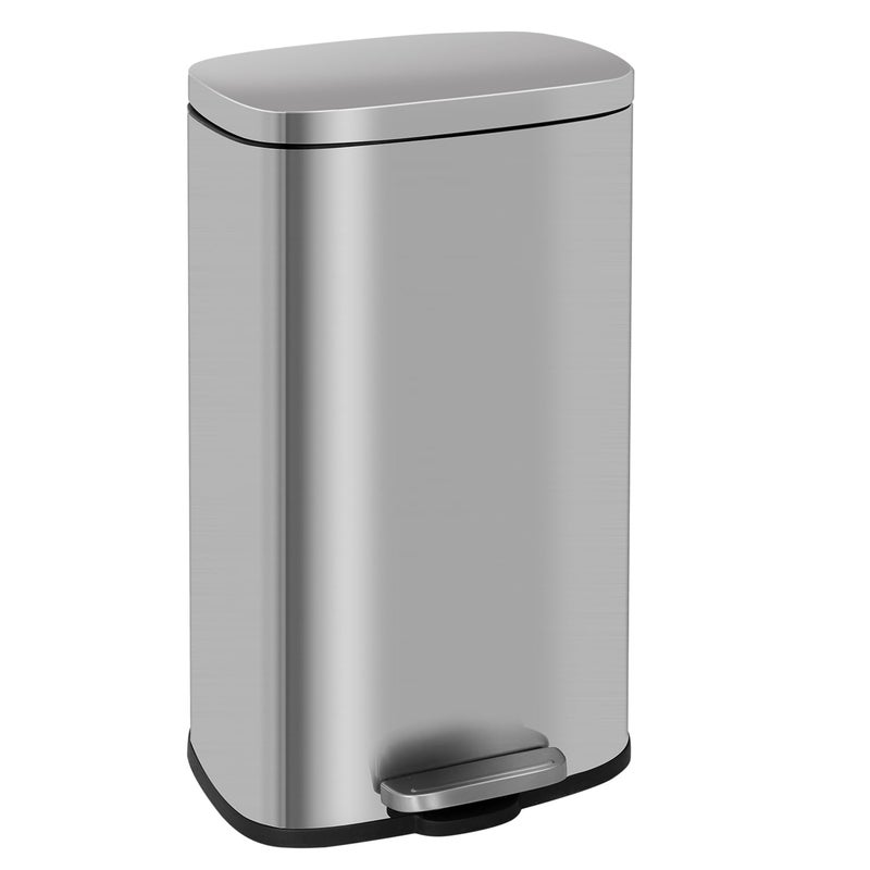 FDW | 8 Gallon Trash Can with Lid | Stainless Steel | Fingerprint Proof | Made of Stainless Steel | Soft-Close Step Pedal | Hands-Free Use | Easy to Clean | for Kitchen, Office, Bathroom - Image 1