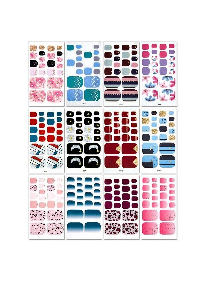 DANNEASY - 20 Sheets Toe Nail Stickers Full Nail Wraps Self Adhesive Toenail Polish Strips Toes Nail Stickers Toenail Stickers Polish Manicure Sticker With Nail File Cuticle Stick - Image 1