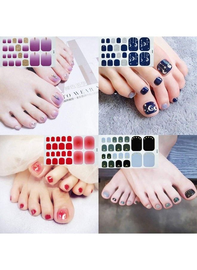 DANNEASY - 20 Sheets Toe Nail Stickers Full Nail Wraps Self Adhesive Toenail Polish Strips Toes Nail Stickers Toenail Stickers Polish Manicure Sticker With Nail File Cuticle Stick - Image 1