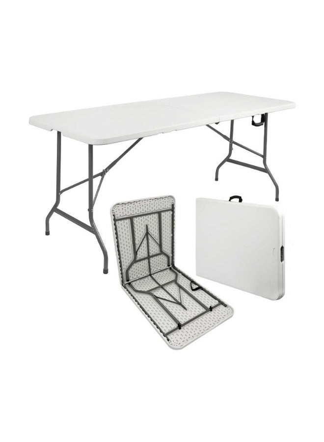 Egg Portable Folding Camping Table - 180x70x74cm Waterproof White Picnic Table with Locking Steel Legs for Outdoor Travel, BBQ & Indoor Events - Image 1