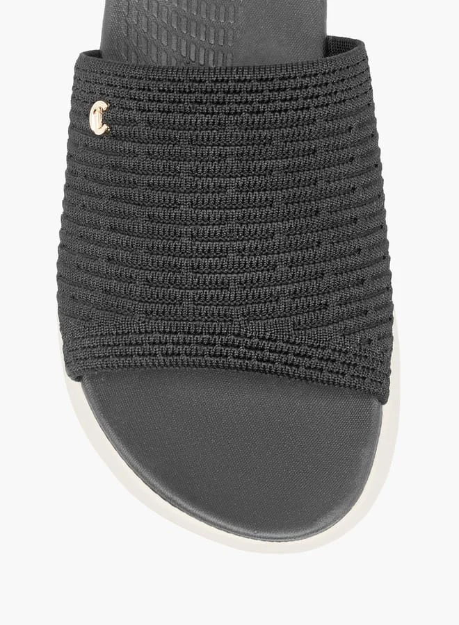 Le Confort Womens Textured Slide Sandals With Slip-On Closure