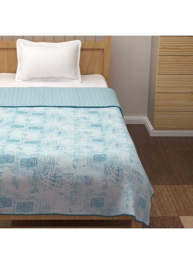 Story@Home - Story@Home Cotton 100% Cotton Reversible Dohar Single bed AC summer/blanket/quilt Single (White and Sky Blue, 86" x 56") - Image 1