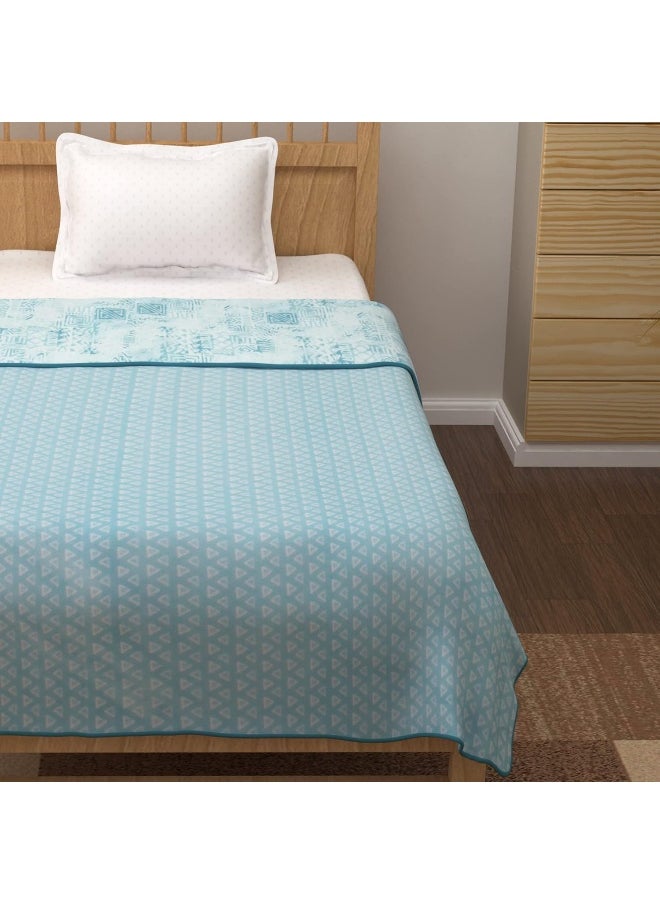 Story@Home - Story@Home Cotton 100% Cotton Reversible Dohar Single bed AC summer/blanket/quilt Single (White and Sky Blue, 86" x 56") - Image 1