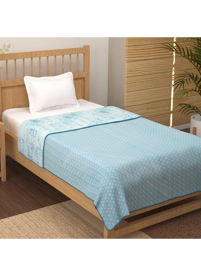 Story@Home - Story@Home Cotton 100% Cotton Reversible Dohar Single bed AC summer/blanket/quilt Single (White and Sky Blue, 86" x 56") - Image 1
