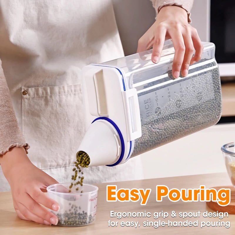TBMax Rice Container 4 Lbs / 2 Kg Rice Dispenser with Measuring Cup, BPA-Free Plastic Kitchen Pantry Food Storage Holder for Oatmeal Flour Grain, Small Pet Cat Dog Food Container - Image 2
