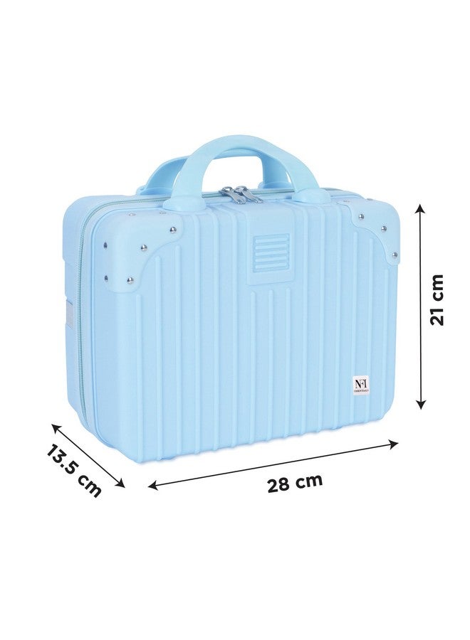 NFI essentials Hard Shell Vanity Cases for Women Travel Portable Carrying Cosmetic Case Suitcase Organizer Makeup Storage Box for Girls Toiletries Bag (Blue) - Image 4