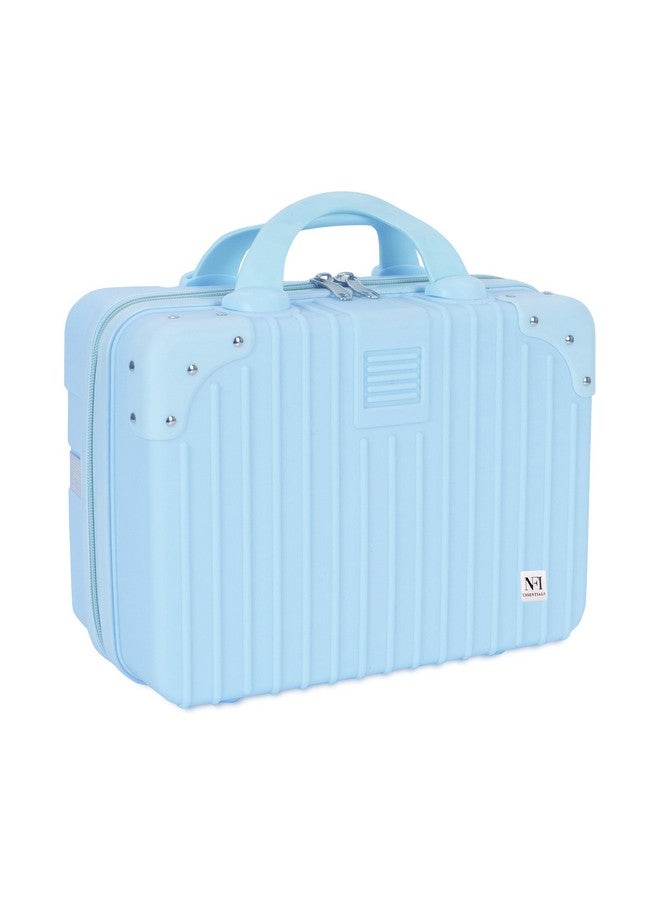 NFI essentials Hard Shell Vanity Cases for Women Travel Portable Carrying Cosmetic Case Suitcase Organizer Makeup Storage Box for Girls Toiletries Bag (Blue) - Image 1