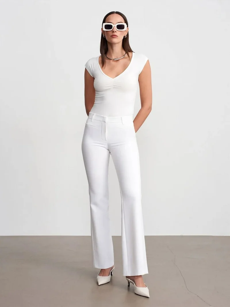 ديلفين Dilvin High-Waist Flare Pants With Pockets