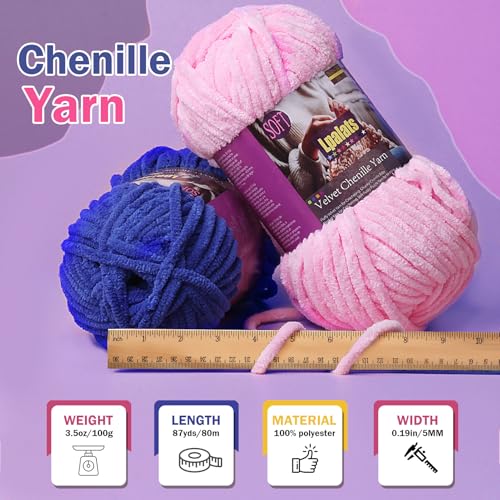 Lpalats Chunky Chenille Yarn for Crocheting - 3x100g/3.5oz Baby Blanket Yarn for Crocheting Soft - 262 Yards Fluffy Thick Plush Yarns for Knitting Blankets Amigurumi (3, Pale Pink) - Image 2