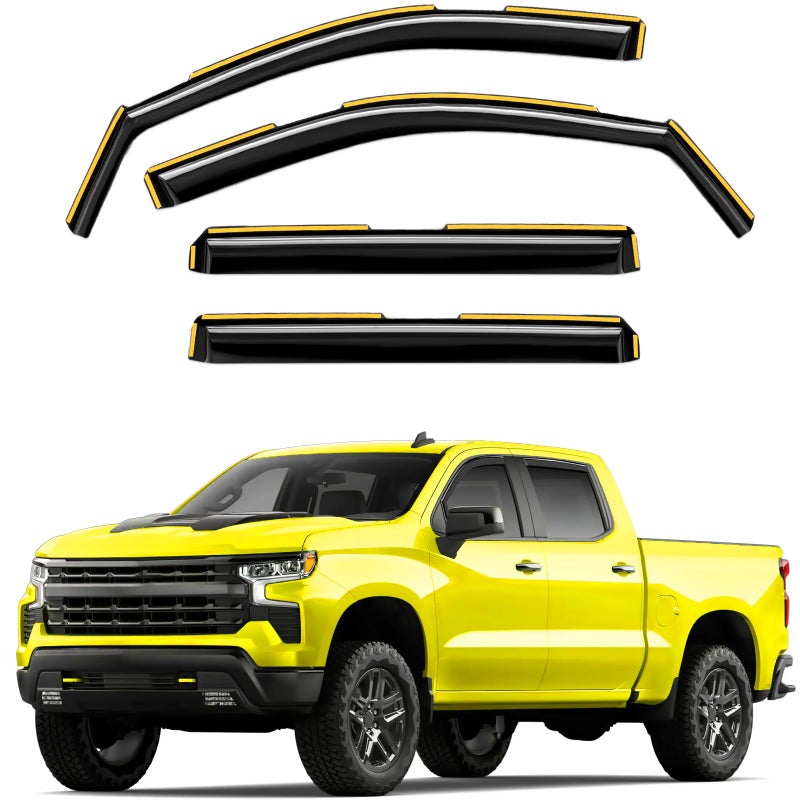 Deejecsun in-Channel Window Rain Guards Fit for Chevy Silverado 1500/GMC Sierra 1500 2019-2026 Crew Cab Extra Durable Window Deflectors Window Visors Vent Visors Vent Shades Truck Accessories - Image 1
