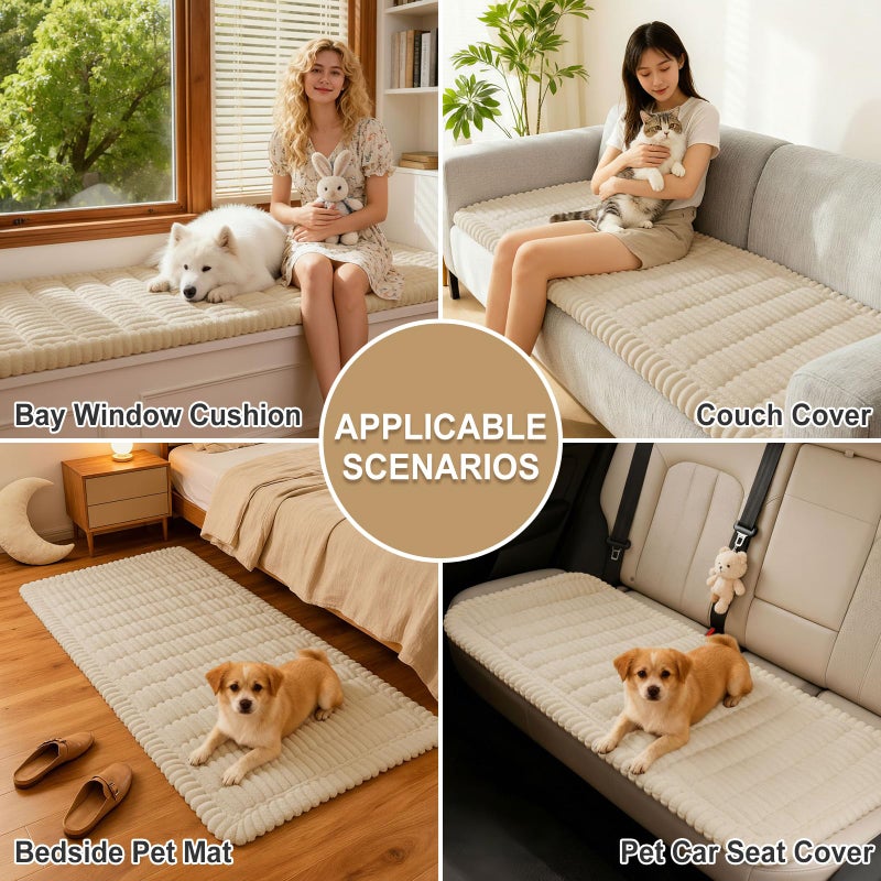 hyha Couch Covers for Dogs Washable, Non Slip Plush Dog Sofa Protectors, Fuzzy Pet Couch Covers for 3 Cushion Sofa Pet Friendly (Apricot, 27.6" x 82.7") - Image 4