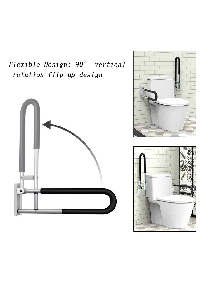 DOUGEI Handicap Grab Bars Rails， Fold Down Grab Bar,  Flip-Up Handicap Support, Wall Mounted Bathroom Shower Safety Bar, Non Slip Hand Grips for Elderly, Disabled, Pregnant Woman - Image 3