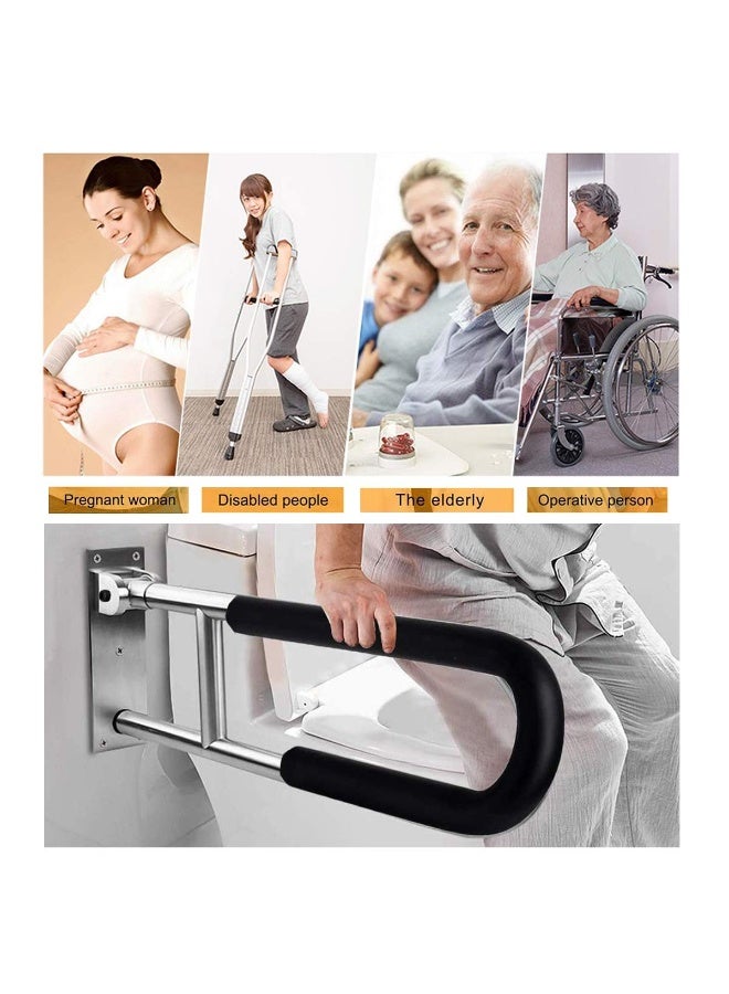 DOUGEI Handicap Grab Bars Rails， Fold Down Grab Bar,  Flip-Up Handicap Support, Wall Mounted Bathroom Shower Safety Bar, Non Slip Hand Grips for Elderly, Disabled, Pregnant Woman - Image 5
