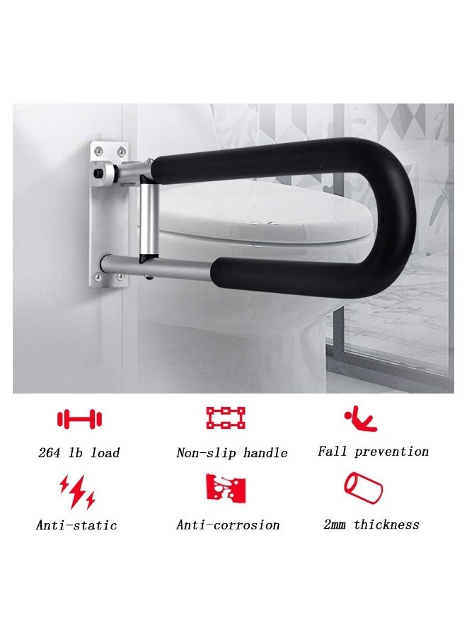 DOUGEI Handicap Grab Bars Rails， Fold Down Grab Bar,  Flip-Up Handicap Support, Wall Mounted Bathroom Shower Safety Bar, Non Slip Hand Grips for Elderly, Disabled, Pregnant Woman - Image 4