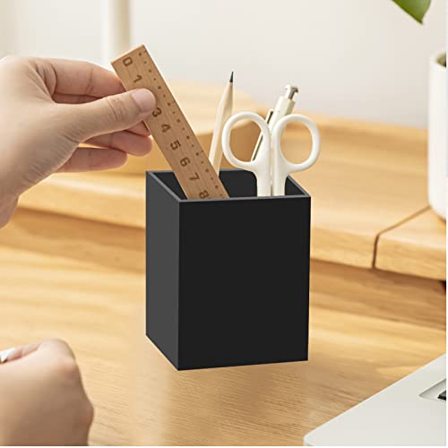Ptaedex 2 Pack Acrylic Pen Pencil Holder, Black Makeup Brush Holder Cup Storage Office Desktop Desk Table Stationery Organizer - Image 5