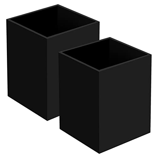 Ptaedex 2 Pack Acrylic Pen Pencil Holder, Black Makeup Brush Holder Cup Storage Office Desktop Desk Table Stationery Organizer - Image 1