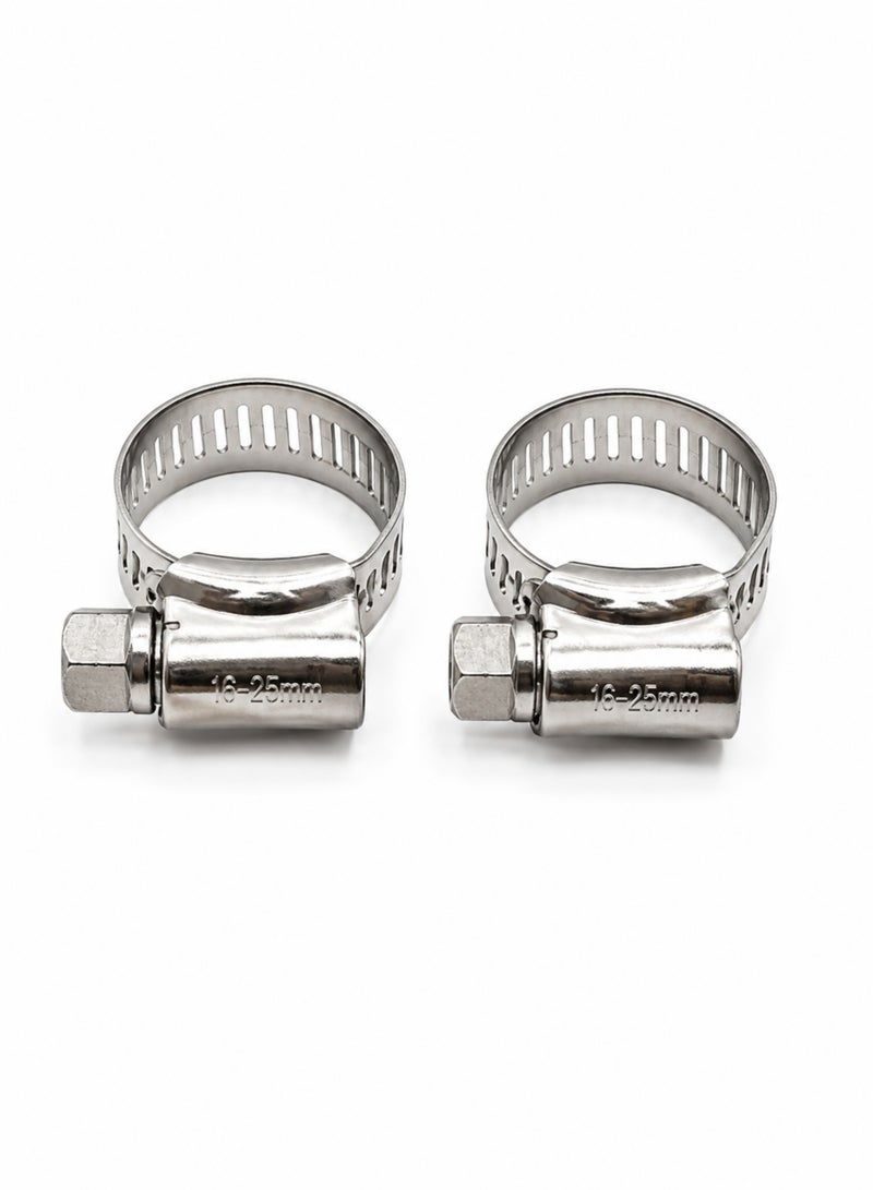 2 Pcs Gas Hose Clips 16–25mm, Adjustable Stainless Steel Hose Clamps, Heavy Duty Pipe Clamps for Gas Hose, LPG Hose & Flexible Tubing