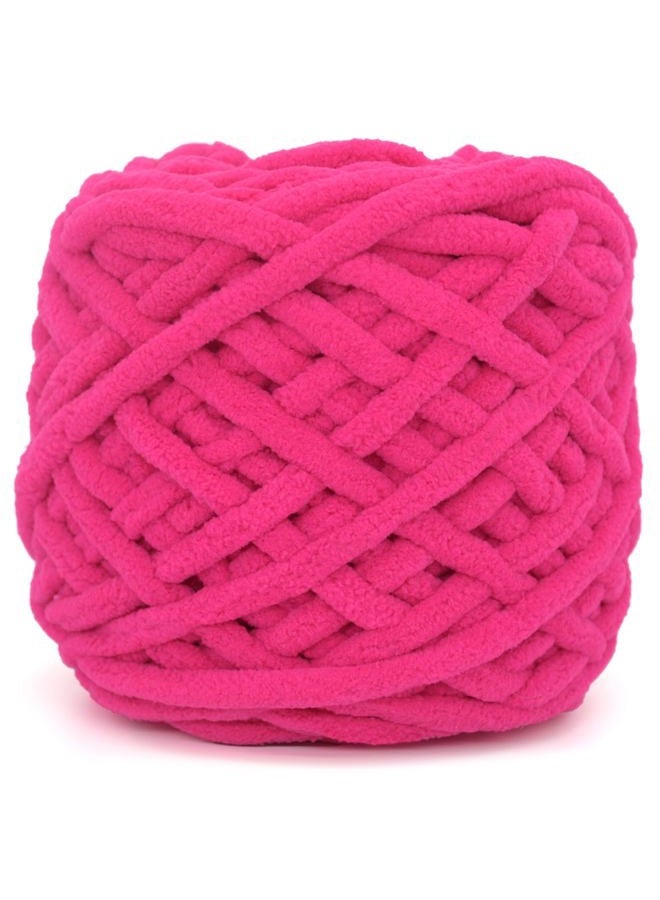YARFOFUN خيوط شنيلا سميكة للحياكة، وردي ساخن، خيوط فخمة من المخمل السميك الناعم، خيوط شنيلا سميكة لبطانية الأطفال للحياكة والتريكو للمبتدئين 100غ (وردي ساخن) - Image 1