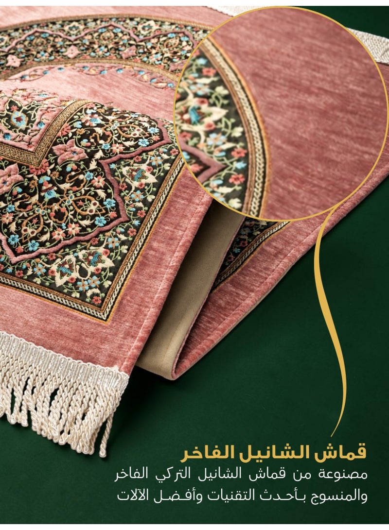 الفاتح سجادة صلاة شانيل تركية فاخرة مبطنة بالإسفنج الحراري بتصميم إسلامي حصري مميز مقاس 120×70 سم - Image 3