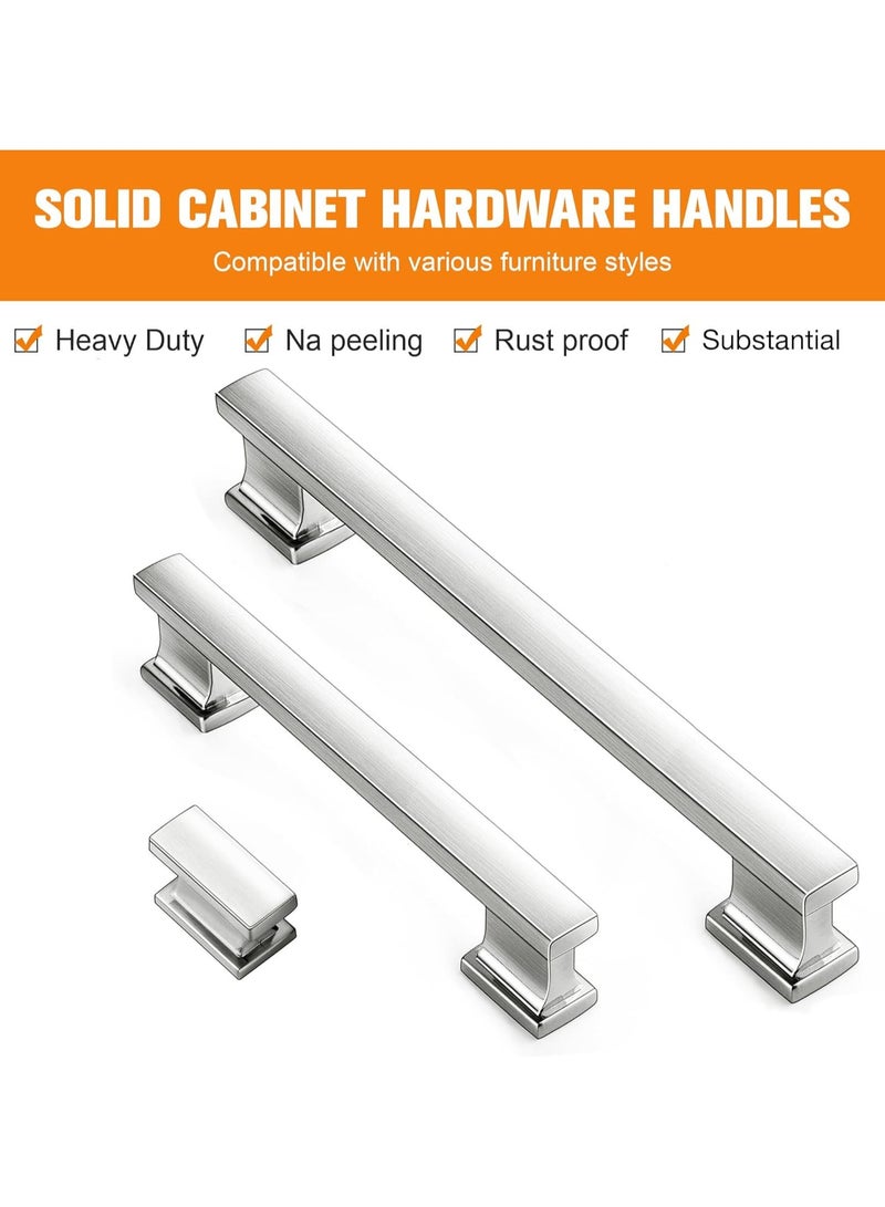 Bukela 10 Pack Square Cabinet Knobs Brushed Nickel, Single Hole Silver Kitchen Cabinet Knobs Cabinet Handles Hardware for Cupboard Closet Bathroom Dresser Drawer Knobs, Solid Zinc Alloy  - Image 5