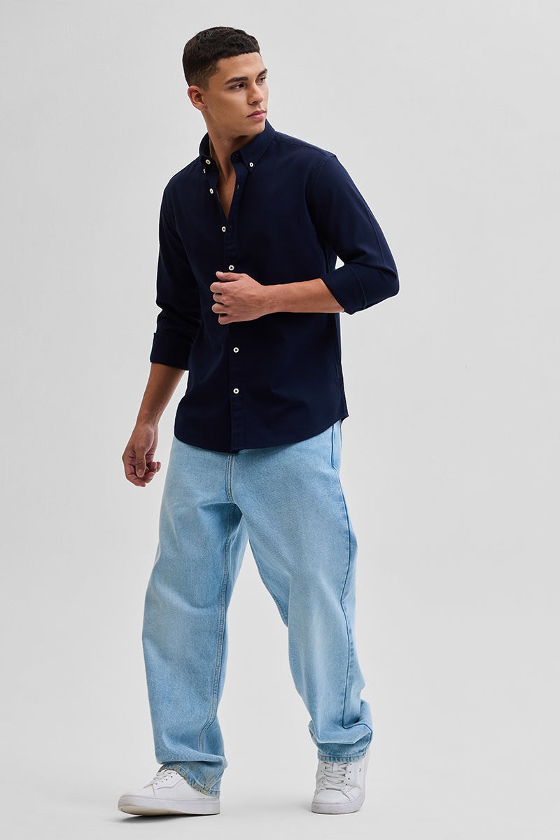 SNITCH Navy Solid Twill Shirt - Image 2