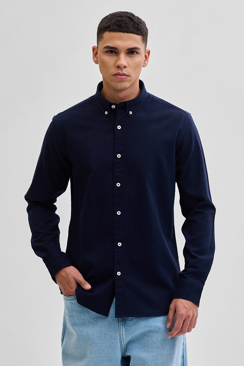 SNITCH Navy Solid Twill Shirt - Image 3