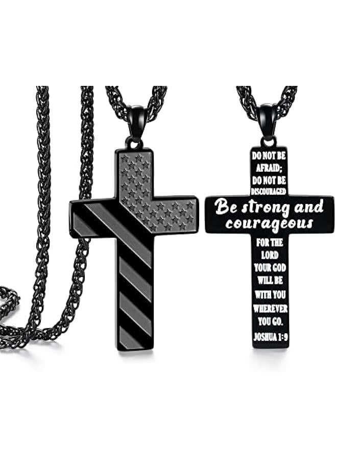 Arabest Gifts for Teens/Men, American Flag Cross Necklace for Son/Boyfriend/Husband/Father on Birthday/Graduation/Fathers Day - Image 1