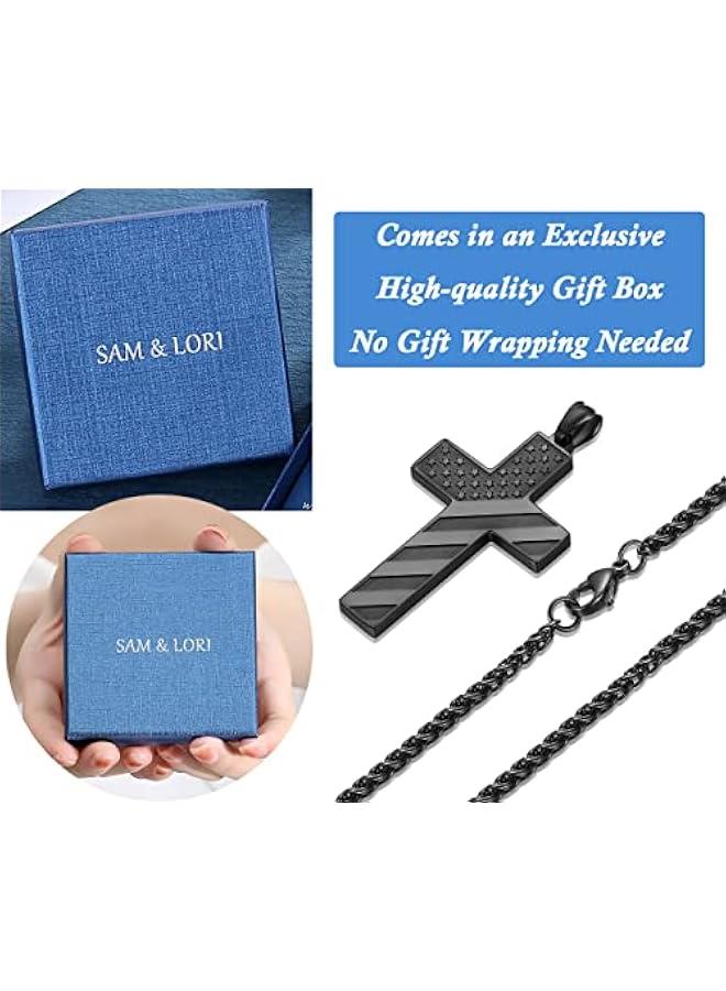 Arabest Gifts for Teens/Men, American Flag Cross Necklace for Son/Boyfriend/Husband/Father on Birthday/Graduation/Fathers Day - Image 5