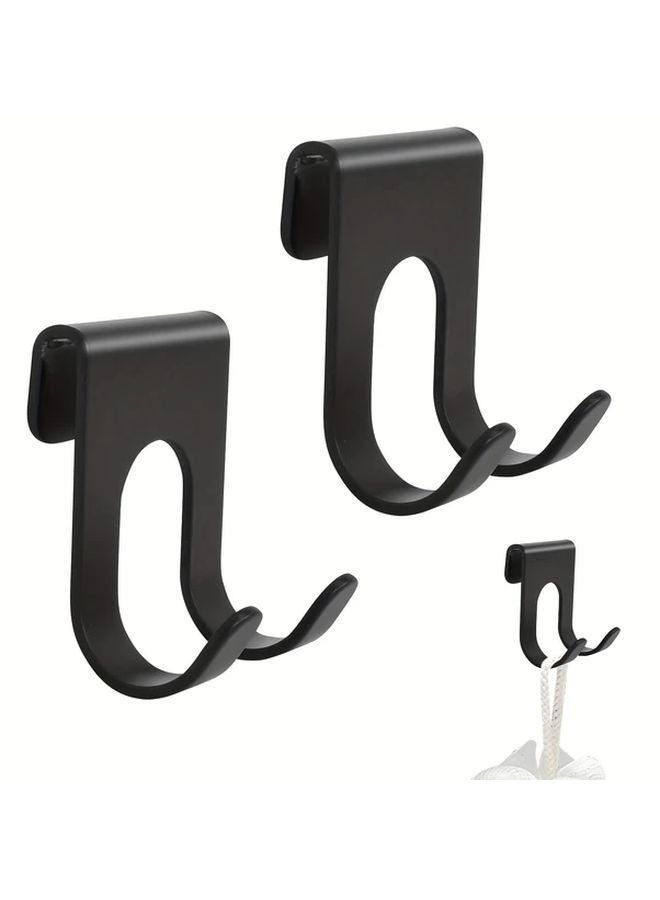 2 Pack Black No Drill Hooks Damage Free Bathroom Kitchen Organizer - Image 2