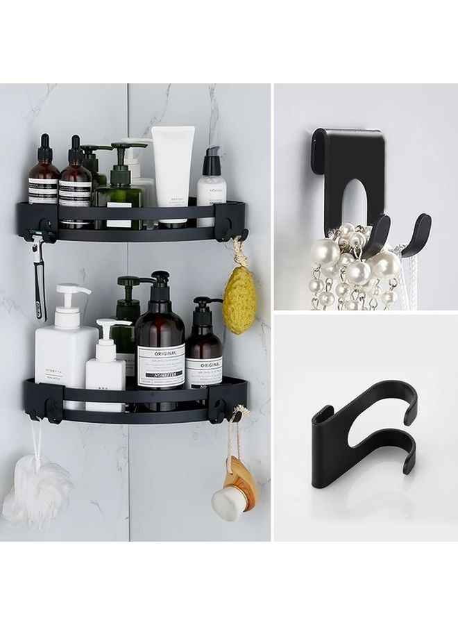 2 Pack Black No Drill Hooks Damage Free Bathroom Kitchen Organizer - Image 3