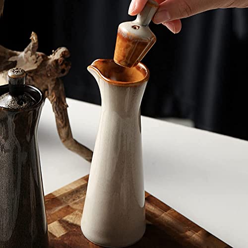LINWIN Ceramic Olive Oil Dispenser Bottle, Suitable for Storage Of Oil, Vinegar, Soy Sauce, 120ml / 4oz - Beige - Image 4