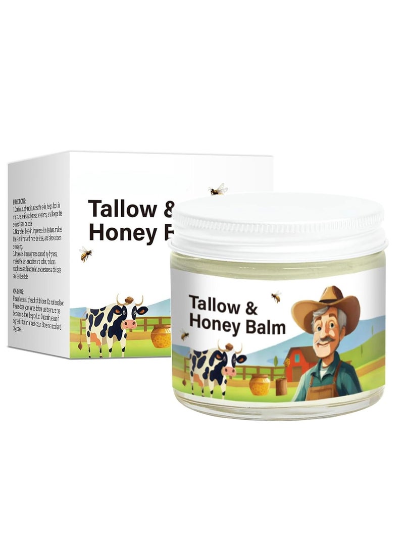 ATRJSZ Tallow Honey Balm | Beef Tallow for Skin - Handmade All-Natural Moisturizer with Grass-Fed Beef Tallow & Raw Wild Honey for Smooth, Hydrated Skin (1PCS)-T1 - Image 1