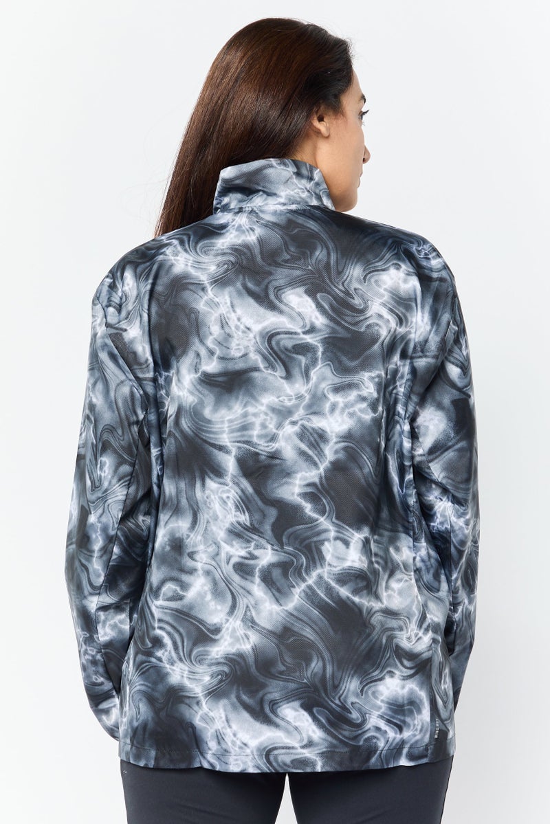 Adidas جاكيتات جري رياضية نسائية بأكمام طويلة، رمادي - Image 2