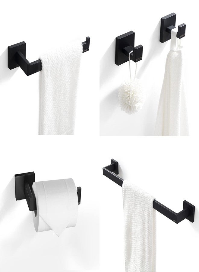 BUVELOT 5-Pieces Matte Black Bathroom Hardware Accessories Set, Bath Towel Bar Set, Towel Racks for Bathroom,Towel Holder Robe Hook Toilet Paper Holder Wall Mounted, 071350-MB - Image 1