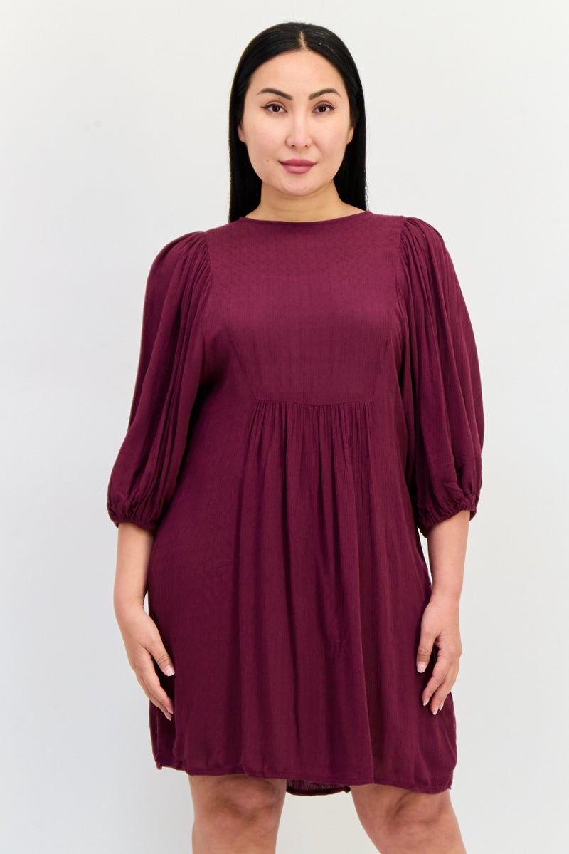 ONLY Women Textured Mini Dress, Maroon  - Image 1