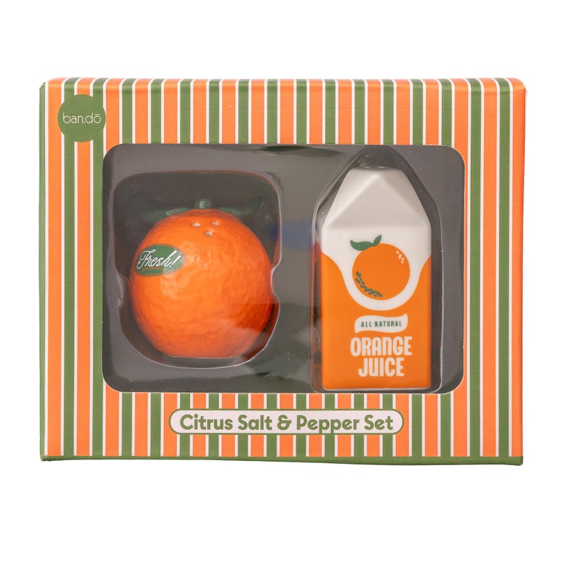 ban.do bando Cute Salt and Pepper Shakers Set in Novelty Fruit Shape Matching Vintage Inspired Shakers Orange - Image 2