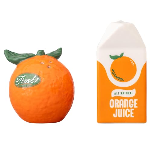 ban.do bando Cute Salt and Pepper Shakers Set in Novelty Fruit Shape Matching Vintage Inspired Shakers Orange - Image 3