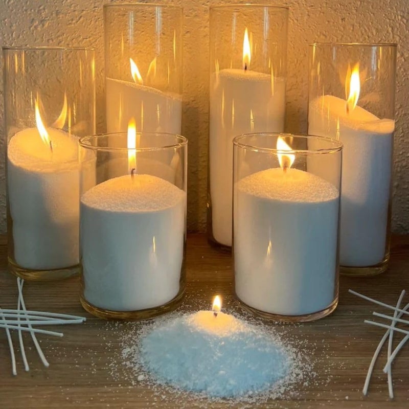 Satyam Kraft SATYAM KRAFT 200g AllNatural Soy Sand Wax Pearls for Candle Making Refillable Beaded Wax with 5 Wicks Included Reusable SelfExtinguishing Pearl Candle Kit - Image 1