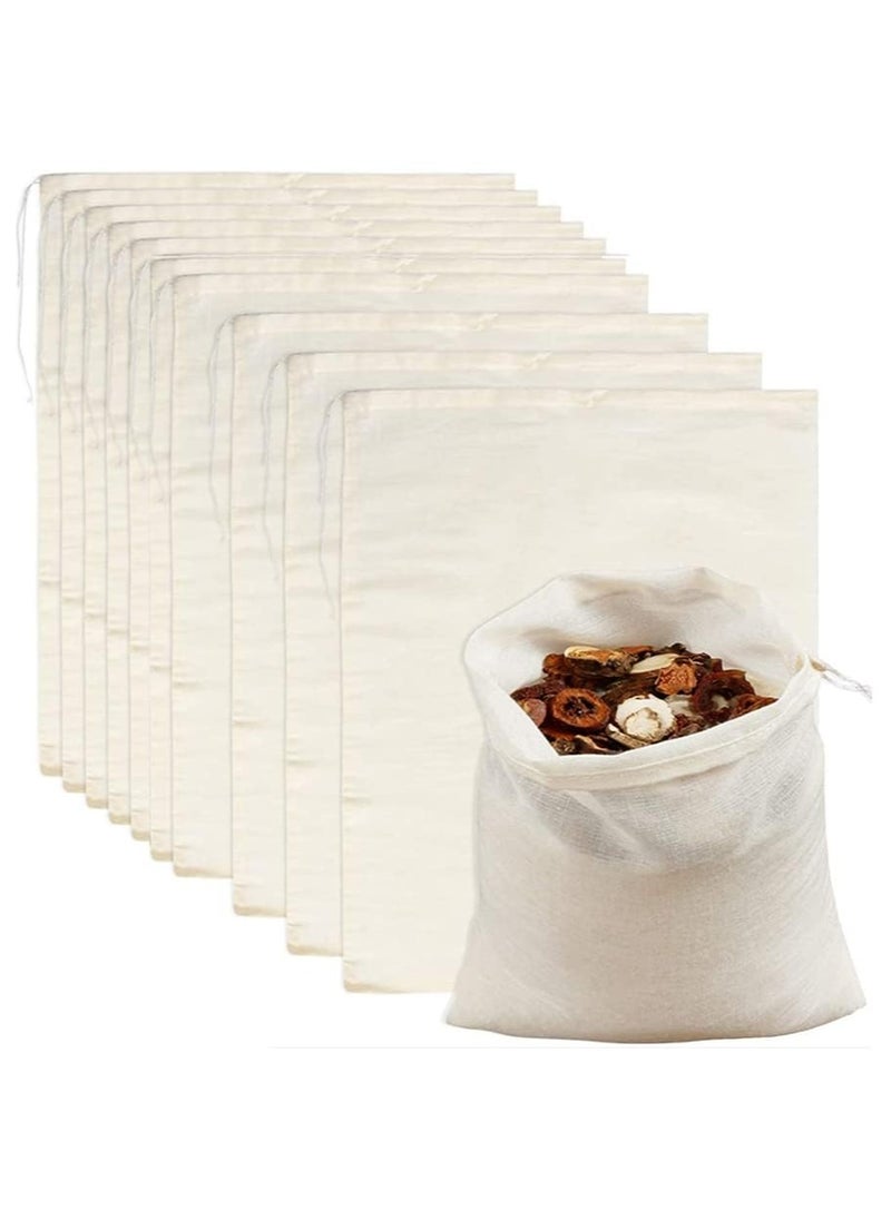 RATSAW Filter Bag Cheesecloth Bags Reusable 10 Pieces Cheese Cloths for Straining Cotton Muslin Bags Unbleached for Herbs Tea Coffee Cooking Brewing Straining 8 x 12 Inch  - Image 1