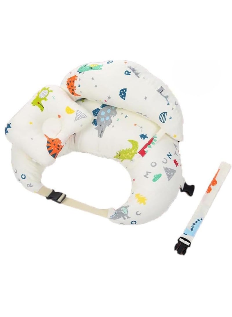 MIXDE Nursing Pillow for Breastfeeding,Ergonomic Baby Feeding Pillows with Removable Washable Cotton Slipcover, Adjustable Waist Strap,Plus Size,More Support for Mom and Baby (Dinosaur Land) - Image 1