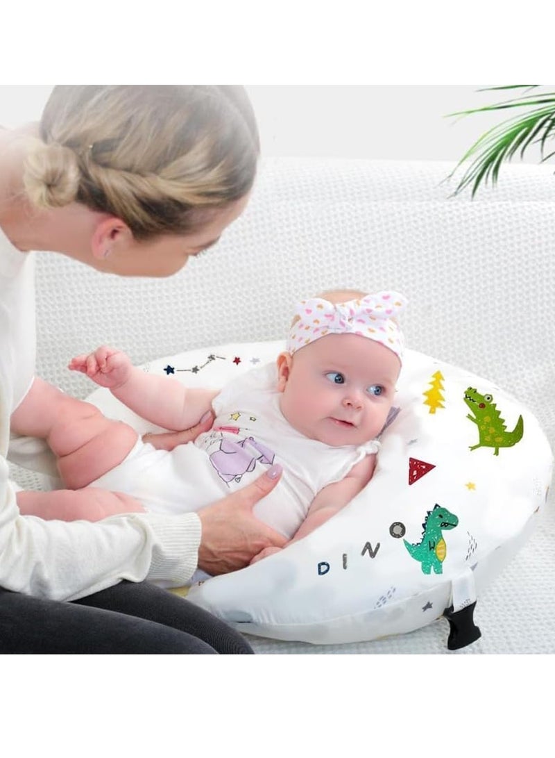 MIXDE Nursing Pillow for Breastfeeding,Ergonomic Baby Feeding Pillows with Removable Washable Cotton Slipcover, Adjustable Waist Strap,Plus Size,More Support for Mom and Baby (Dinosaur Land) - Image 3