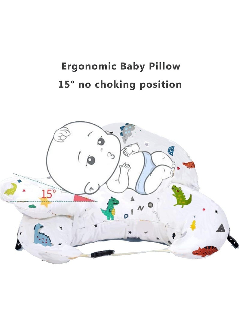 MIXDE Nursing Pillow for Breastfeeding,Ergonomic Baby Feeding Pillows with Removable Washable Cotton Slipcover, Adjustable Waist Strap,Plus Size,More Support for Mom and Baby (Dinosaur Land) - Image 5