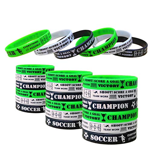 CupaPlay 24 PCS Soccer Motivational Silicone Wristband Personalized Rubber Sports Prizes Birthday Party Goodie Bag Stuffers CarnivalEventsTeacher - Image 1