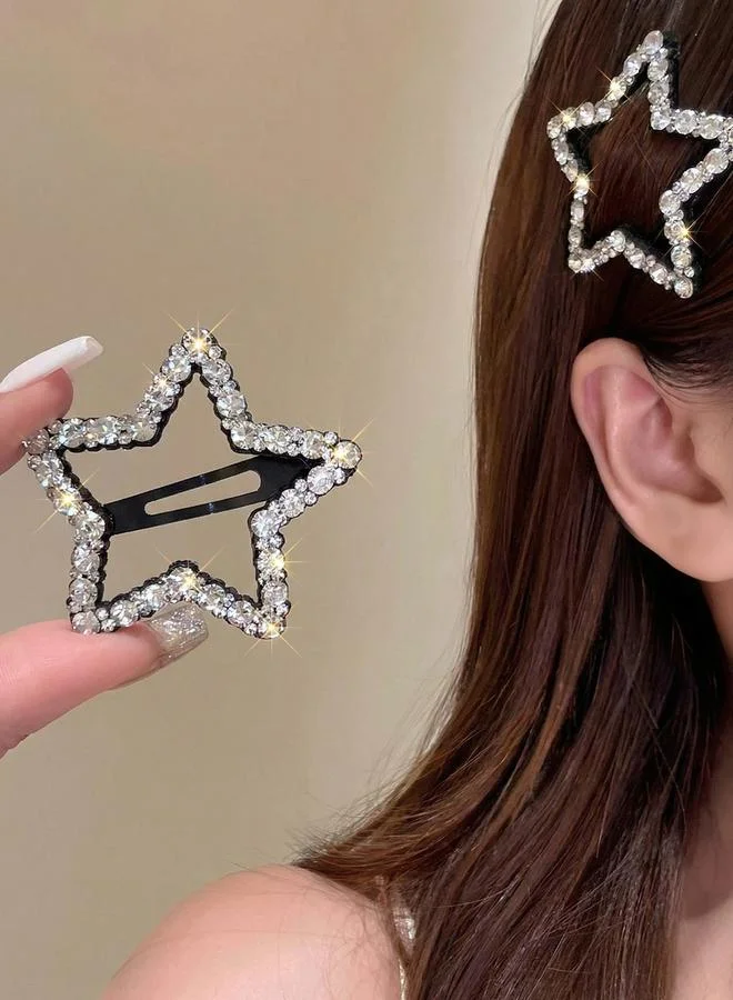 تايك تو Pack of 2 - Black Rhinestone Embellished Star Hair Clips