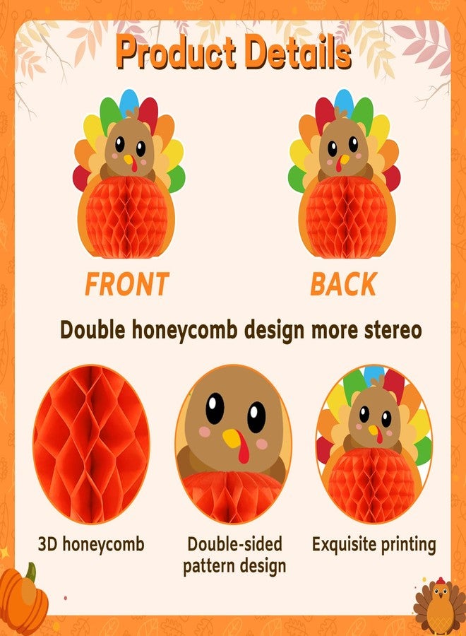 Hedeey 6 PCS Thanksgiving Party Decorations,3D Turkey Honeycomb Centerpieces, Honeycomb Centerpieces for Fall Thanksgiving Party Supplies Table Decorations (Turkey Light) - Image 4