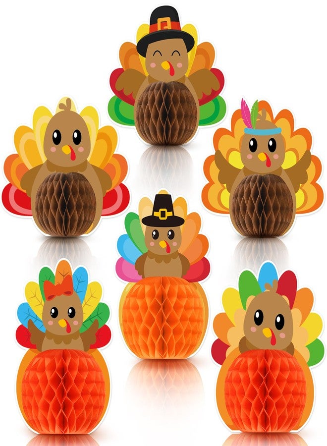 Hedeey 6 PCS Thanksgiving Party Decorations,3D Turkey Honeycomb Centerpieces, Honeycomb Centerpieces for Fall Thanksgiving Party Supplies Table Decorations (Turkey Light) - Image 1