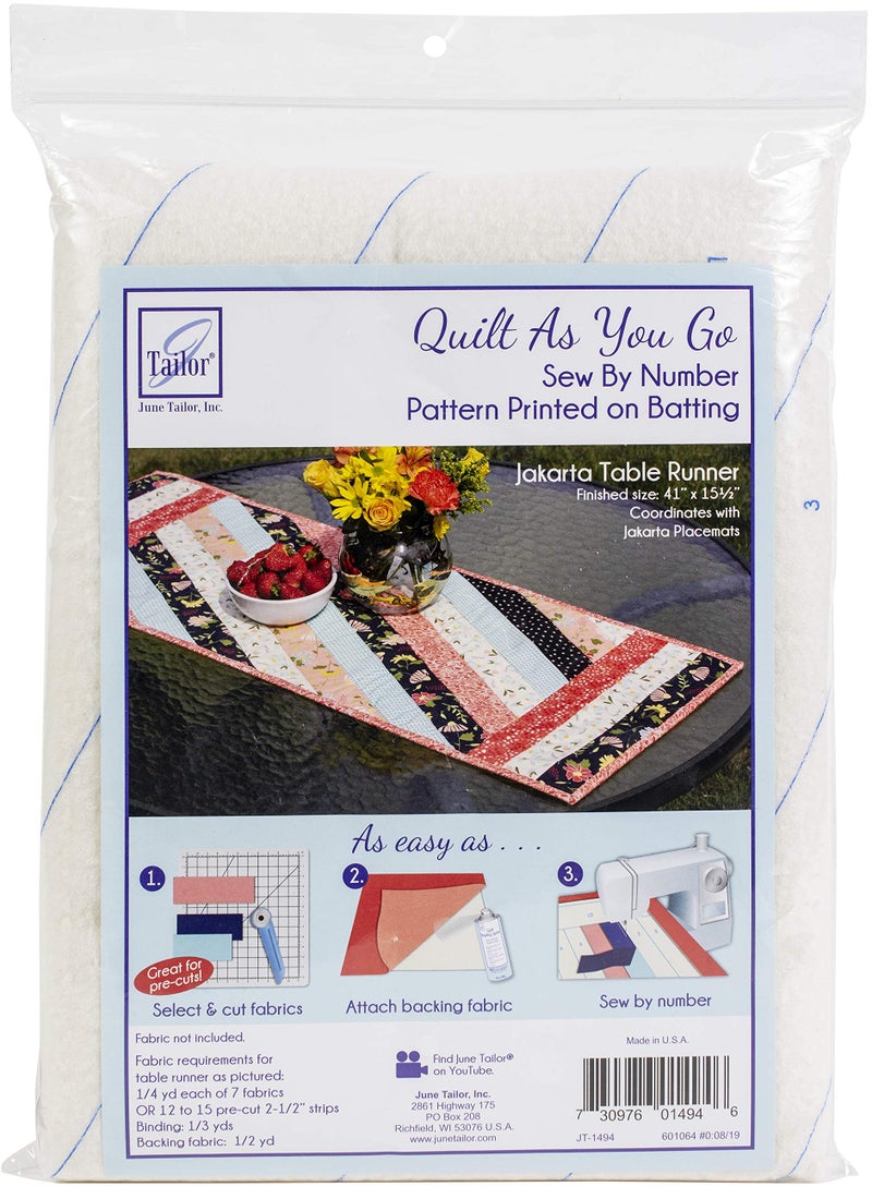 June Tailor June Tailor Quilt As You Go Table Runner - Jakarta design  Natural - Image 1