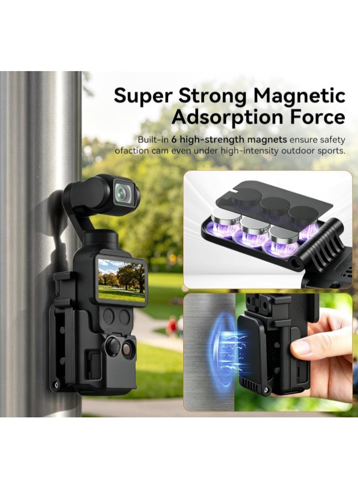 AMAZEAR Magnetic Mount Stand Compatible with DJI Osmo Pocket 4/3/Xtra Muse, Pocket4 Accessories Adapter Clamp Magnet Suction Case Holder on Desktop/Vertical Surface, 180° Adjustable Handle, Black - Image 3