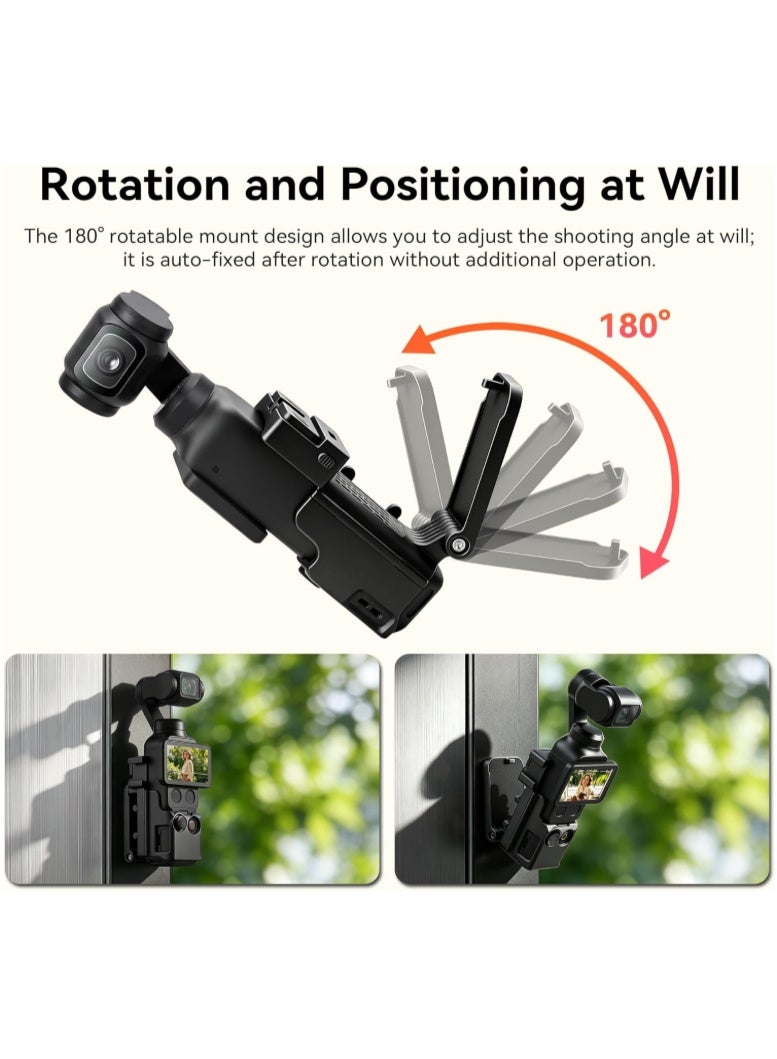 AMAZEAR Magnetic Mount Stand Compatible with DJI Osmo Pocket 4/3/Xtra Muse, Pocket4 Accessories Adapter Clamp Magnet Suction Case Holder on Desktop/Vertical Surface, 180° Adjustable Handle, Black - Image 4