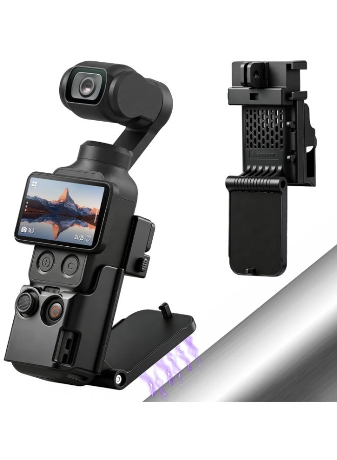 AMAZEAR Magnetic Mount Stand Compatible with DJI Osmo Pocket 4/3/Xtra Muse, Pocket4 Accessories Adapter Clamp Magnet Suction Case Holder on Desktop/Vertical Surface, 180° Adjustable Handle, Black - Image 1